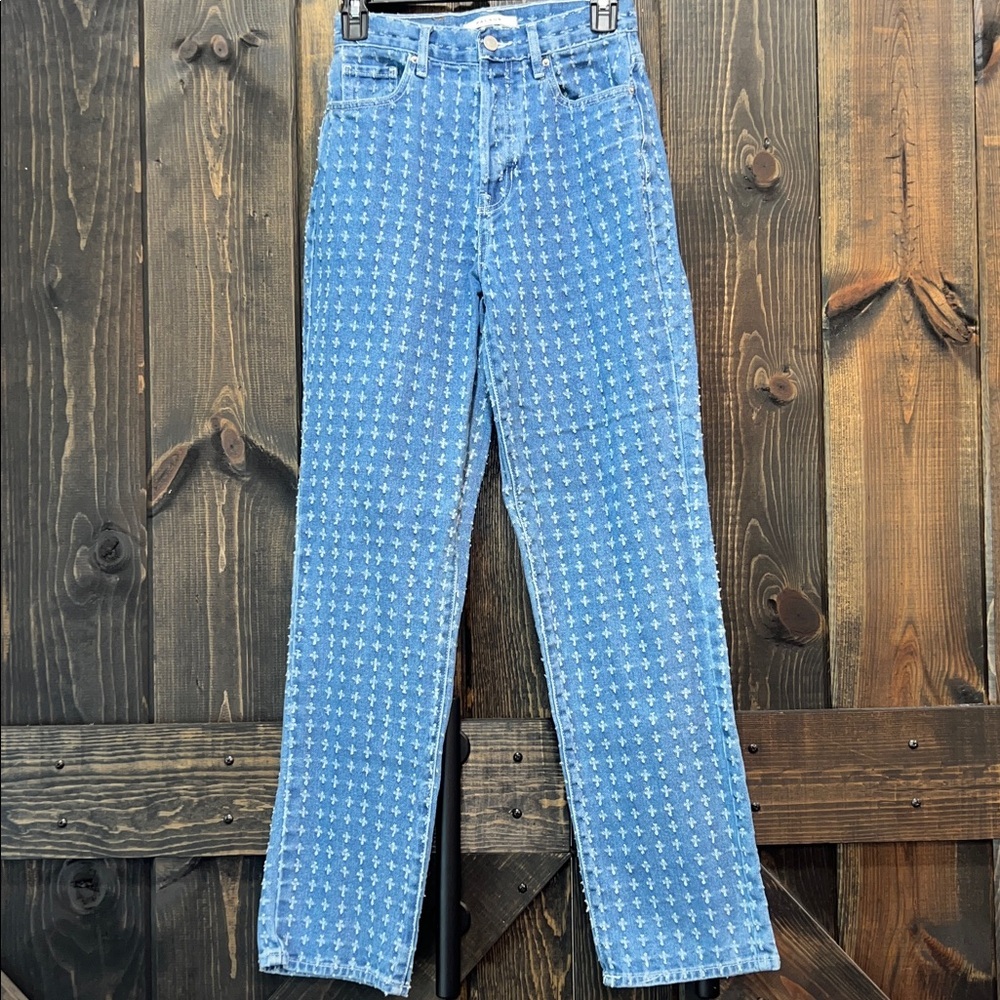 PacSun Dad Jeans Size 24 Distressed Crosses Straight Casual Denim Streetwear